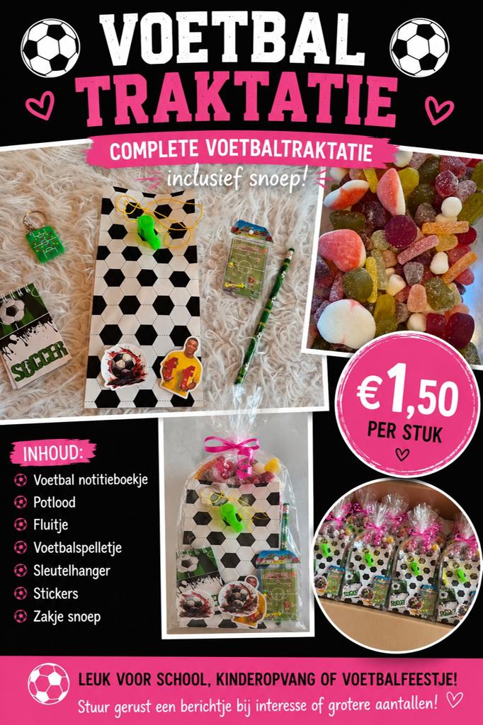 Complete traktatie thema voetbal - stitch, Hobby en Vrije tijd, Feestartikelen, Ophalen of Verzenden, Nieuw, Feestartikel, Verjaardag