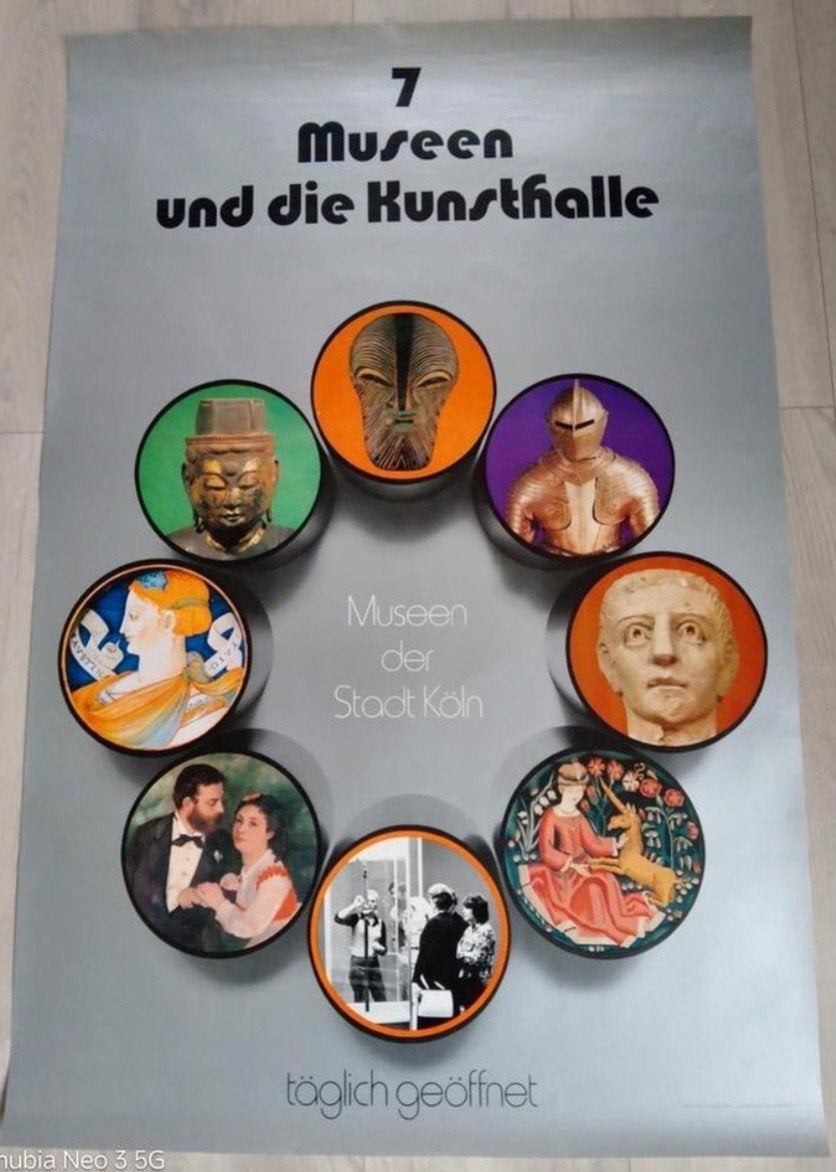 Vintage Poster: Museen der Stadt Köln - Kunsthalle, Ophalen of Verzenden, Gebruikt, Deurposter of groter, Rechthoekig Staand