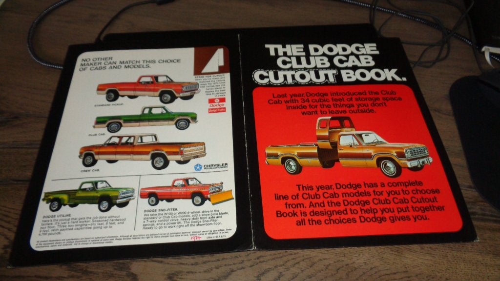 ZELDZAME USA Folder DODGE  CLUB CAB    1974, Verzenden, Zo goed als nieuw, Overige merken