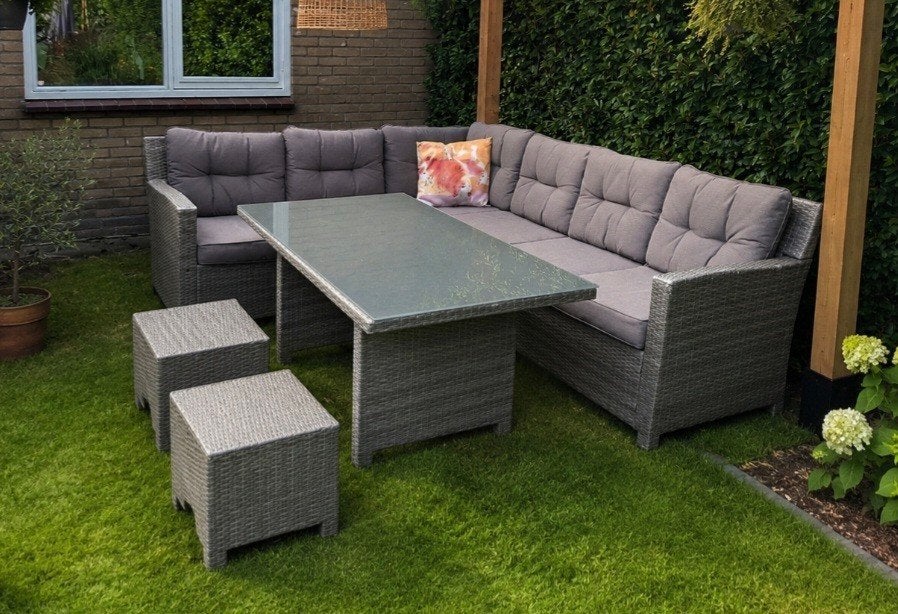 Prachtige Garden Impressions loungeset met glazen tafel, Ophalen, Bank, Meer dan 8 zitplaatsen, Zo goed als nieuw