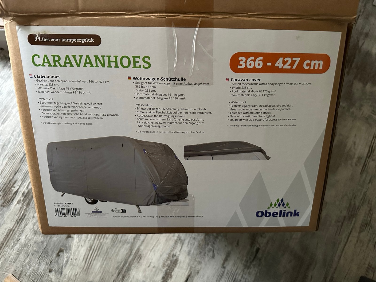 Obelink Caravanhoes 366-427 cm - Nieuwstaat, Ophalen, Nieuw