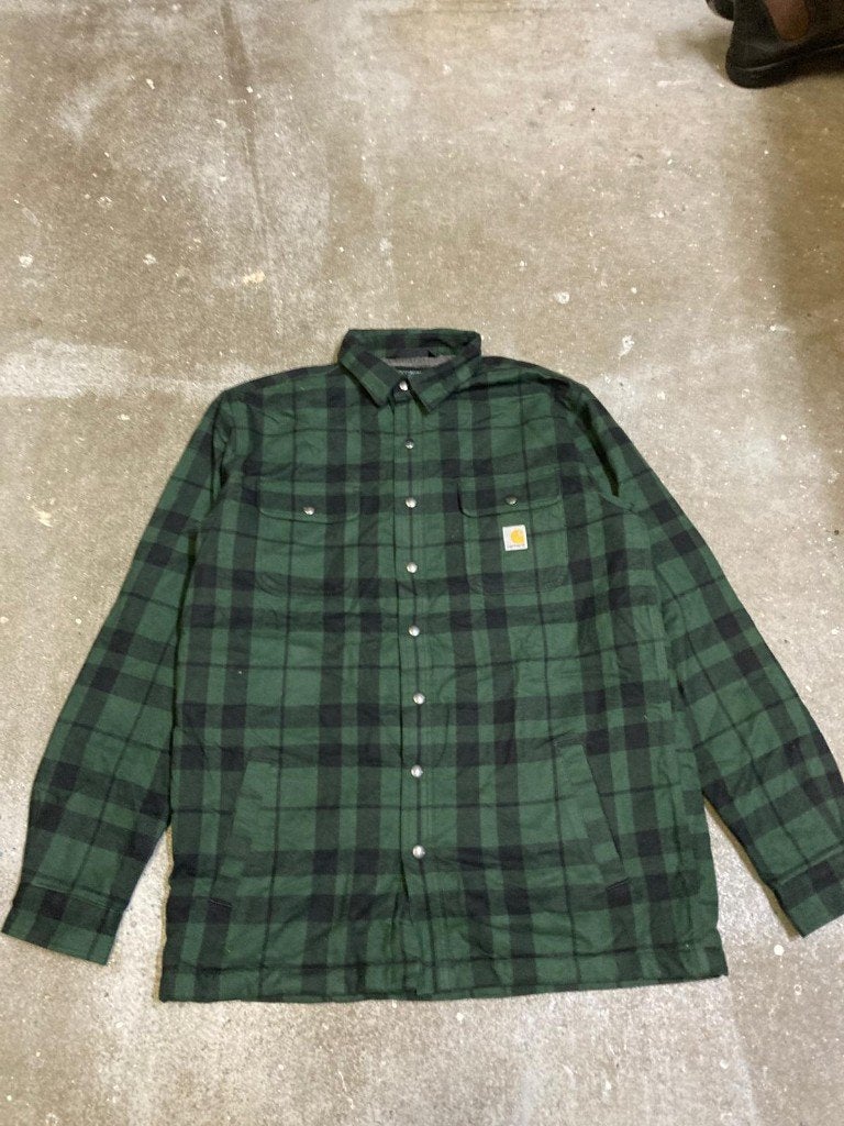 00s Carhartt Flannel Shacket- L -Loose Fit - Darkgreen Black, Maat 52/54 (L), Carhartt, Nieuw, Ophalen of Verzenden