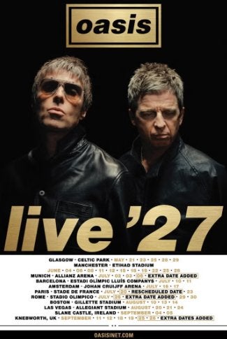 4x Oasis VIP Tickets zat 17 jul Premium Standing VIP Package, Drie personen of meer, Juli