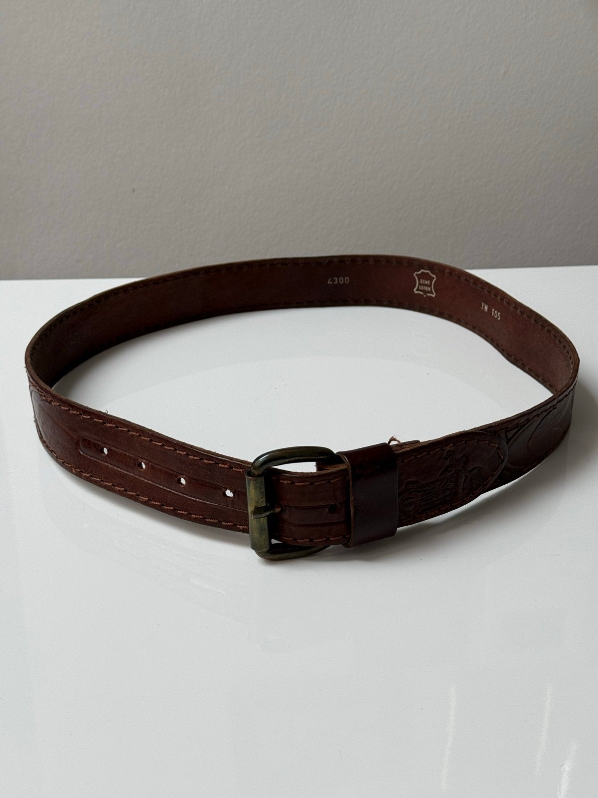 Harley Davidson vintage bruine leren riem 105 cm, Ophalen of Verzenden, Zo goed als nieuw, Bruin, Echt leder
