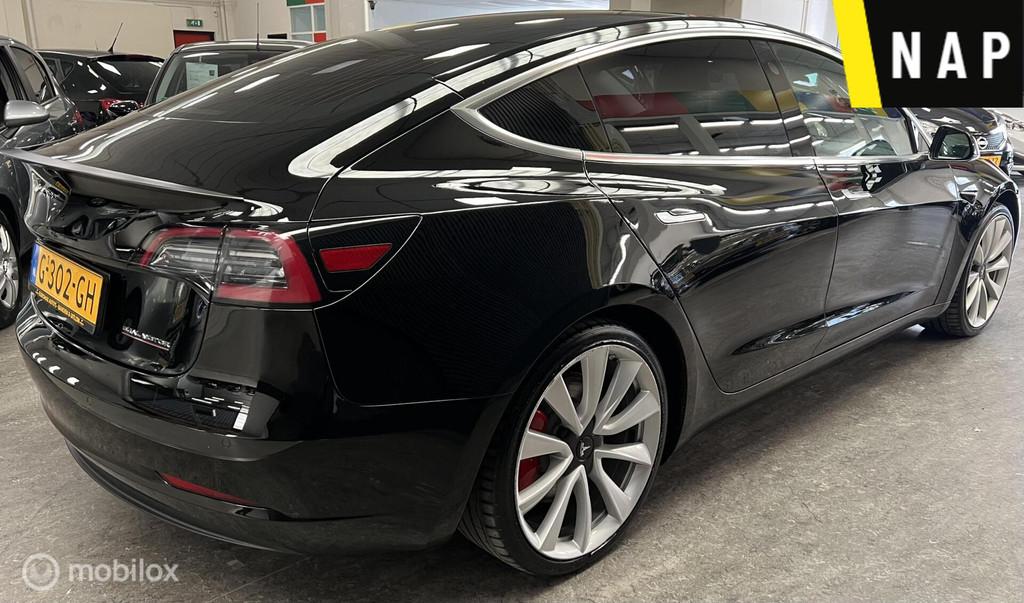 Tesla Model 3 Performance AWD 75 kWh 1e Eigenaar-NAP-Pano, Auto's, Tesla, Automaat, Zwart, 547 km, 462 pk