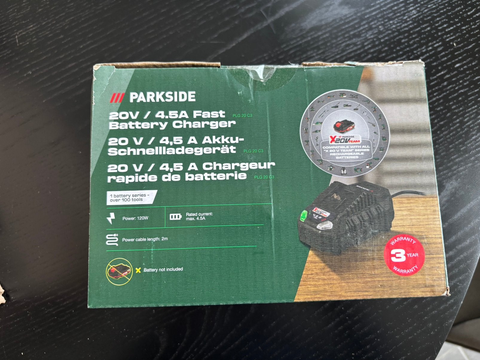 Parkside 20V/4.5A Snelle Batterijlader - Nieuw in doos, Ophalen, Nieuw