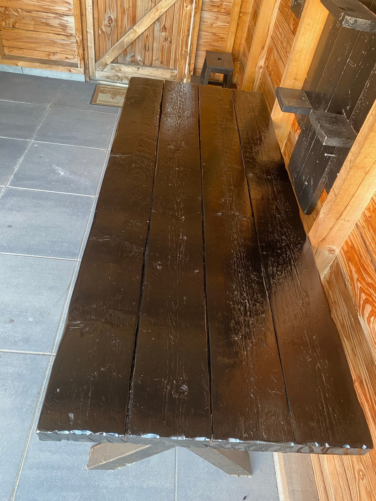 Stijgerhouten buitentafel/eettafel 200x80 cm, Huis en Inrichting, Ophalen, Gebruikt, 50 tot 100 cm, Vijf personen of meer