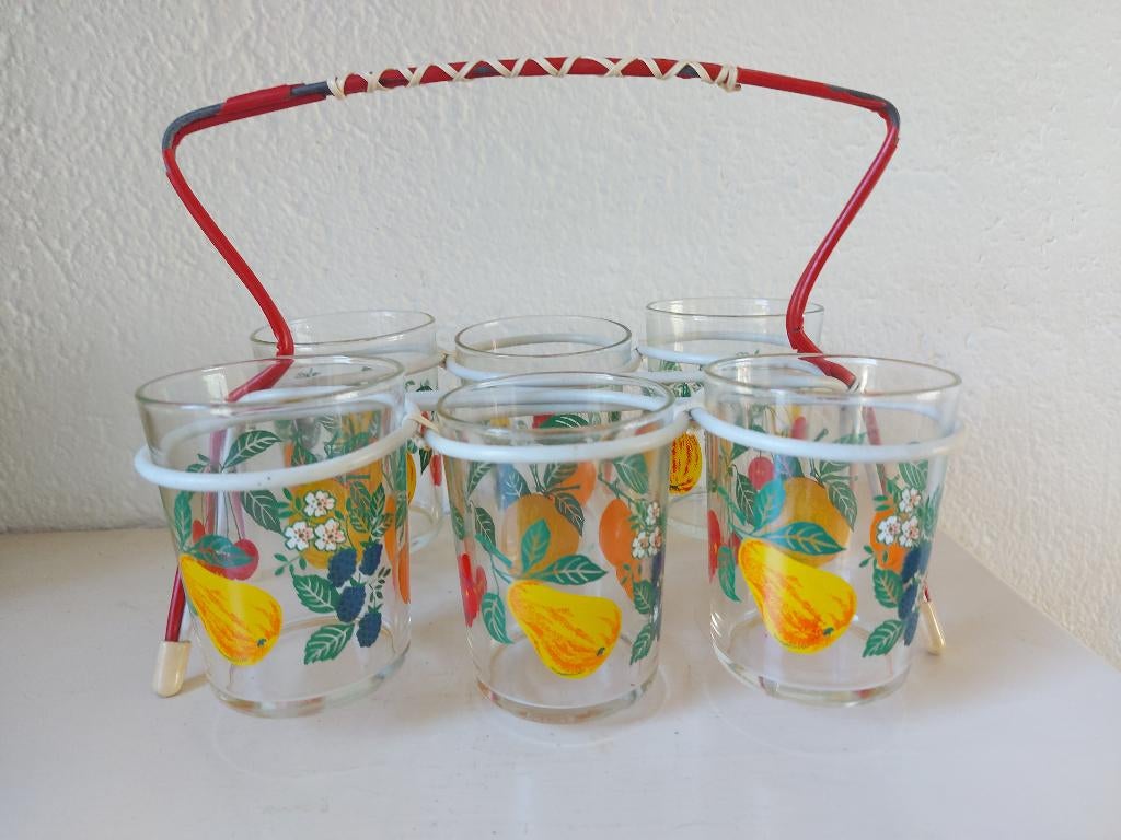 Vintage glazenrekje met limonadeglaasjes, Ophalen of Verzenden, Huis en Inrichting