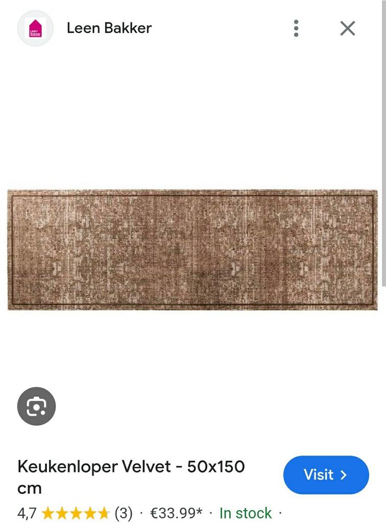 Vloerkleed 50 x 150 cm (Velvet van Leenbakker), Huis en Inrichting, Ophalen of Verzenden, Nieuw, Rechthoekig