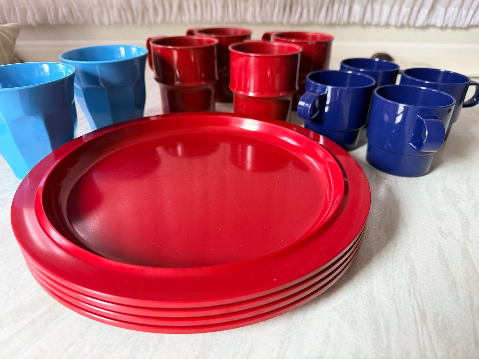 Mepal Rosti Servies Set - Vintage Rood/Blauw, Huis en Inrichting, Keuken | Servies, Ophalen, Kunststof, Gebruikt, Mepal