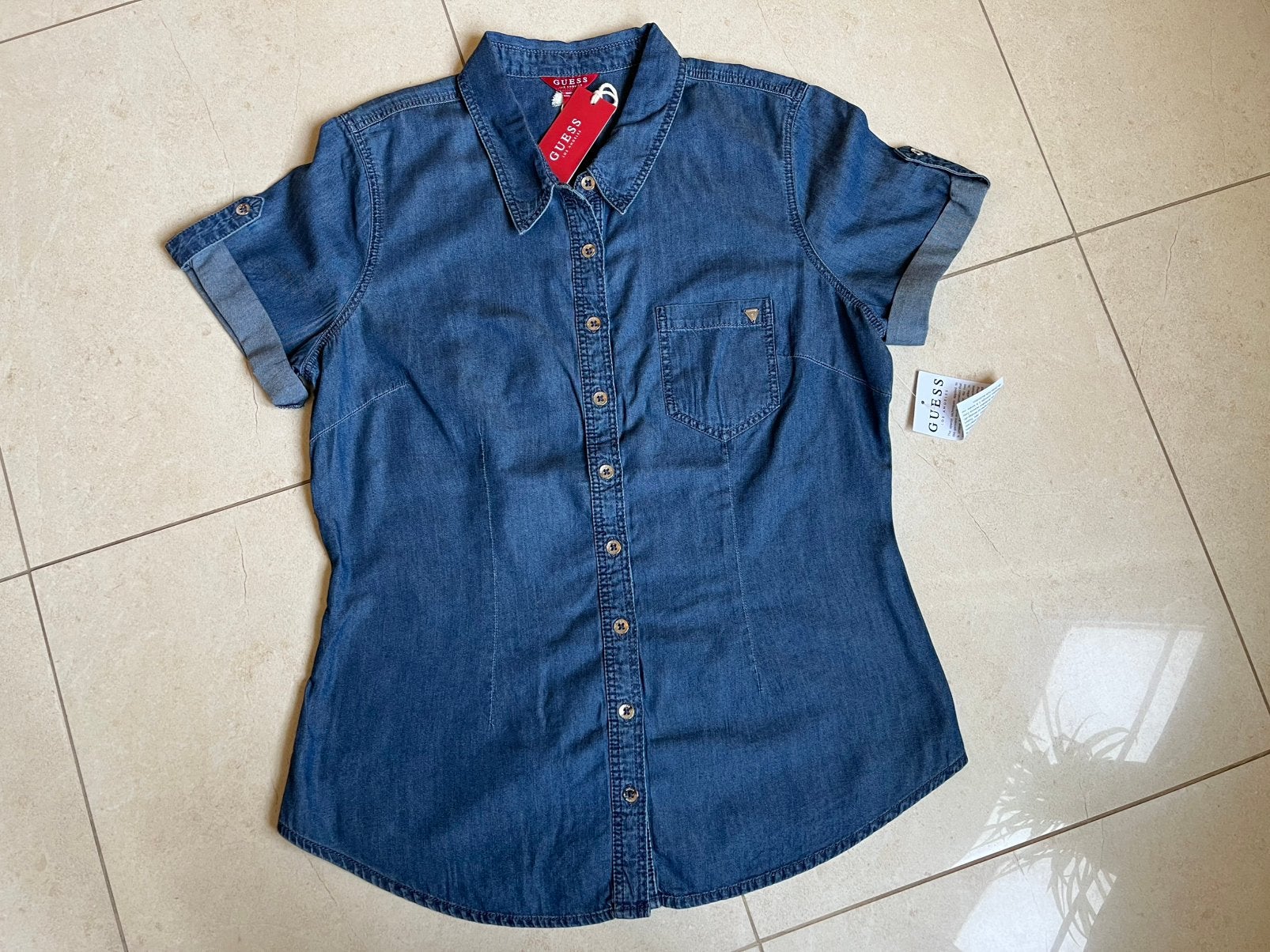 Guess soepel denim blouse/overhemd blauw mt. M Nieuw, Ophalen of Verzenden, Nieuw, Maat 38/40 (M), Blauw