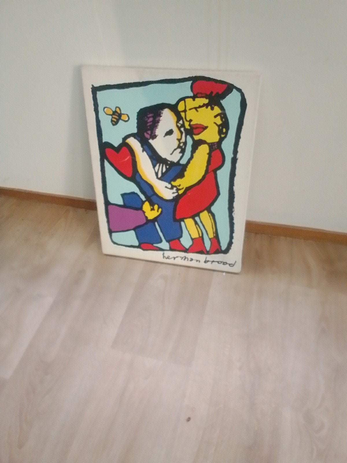 Kleurrijk schilderij van Herman Brood - Dansend stel, Ophalen, Doek, Portret of Personen, Gesigneerd