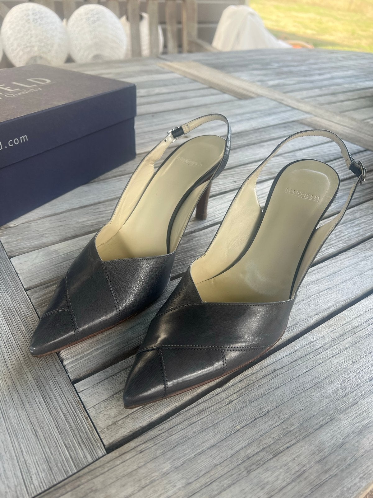 Manfield slingback pumps - Maat 40, Ophalen of Verzenden, Zo goed als nieuw, Zwart, Pumps