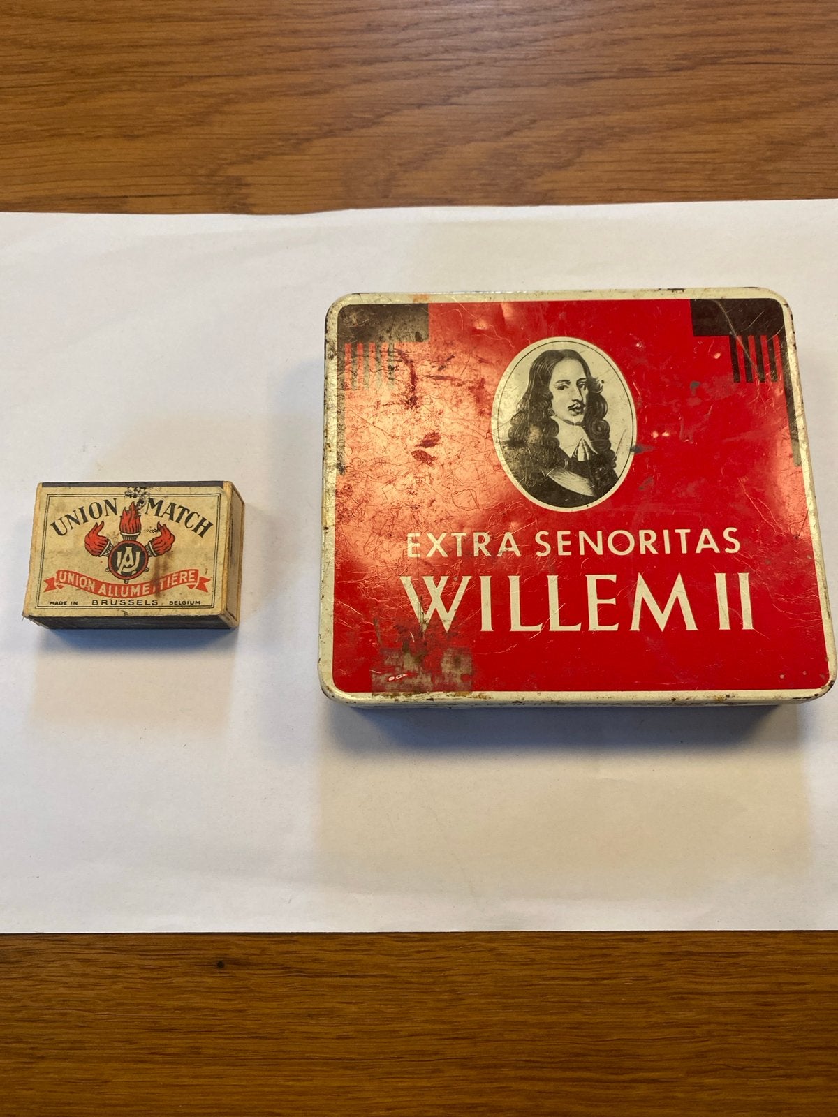 Vintage Willem II Extra Senoritas blik en luciferdoosje, Verzamelen, Ophalen of Verzenden, Gebruikt