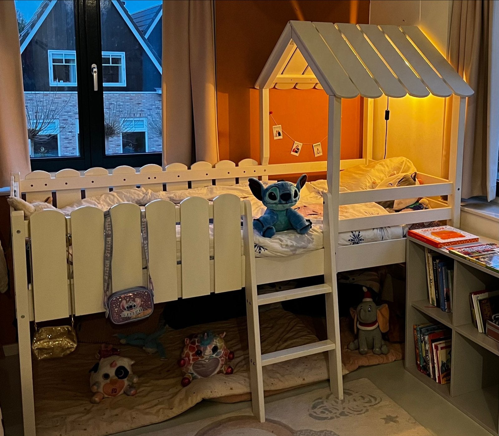 Leuk halfhoogslaper huisbed voor kinderen, Ophalen, Gebruikt, 90 cm, Eenpersoons