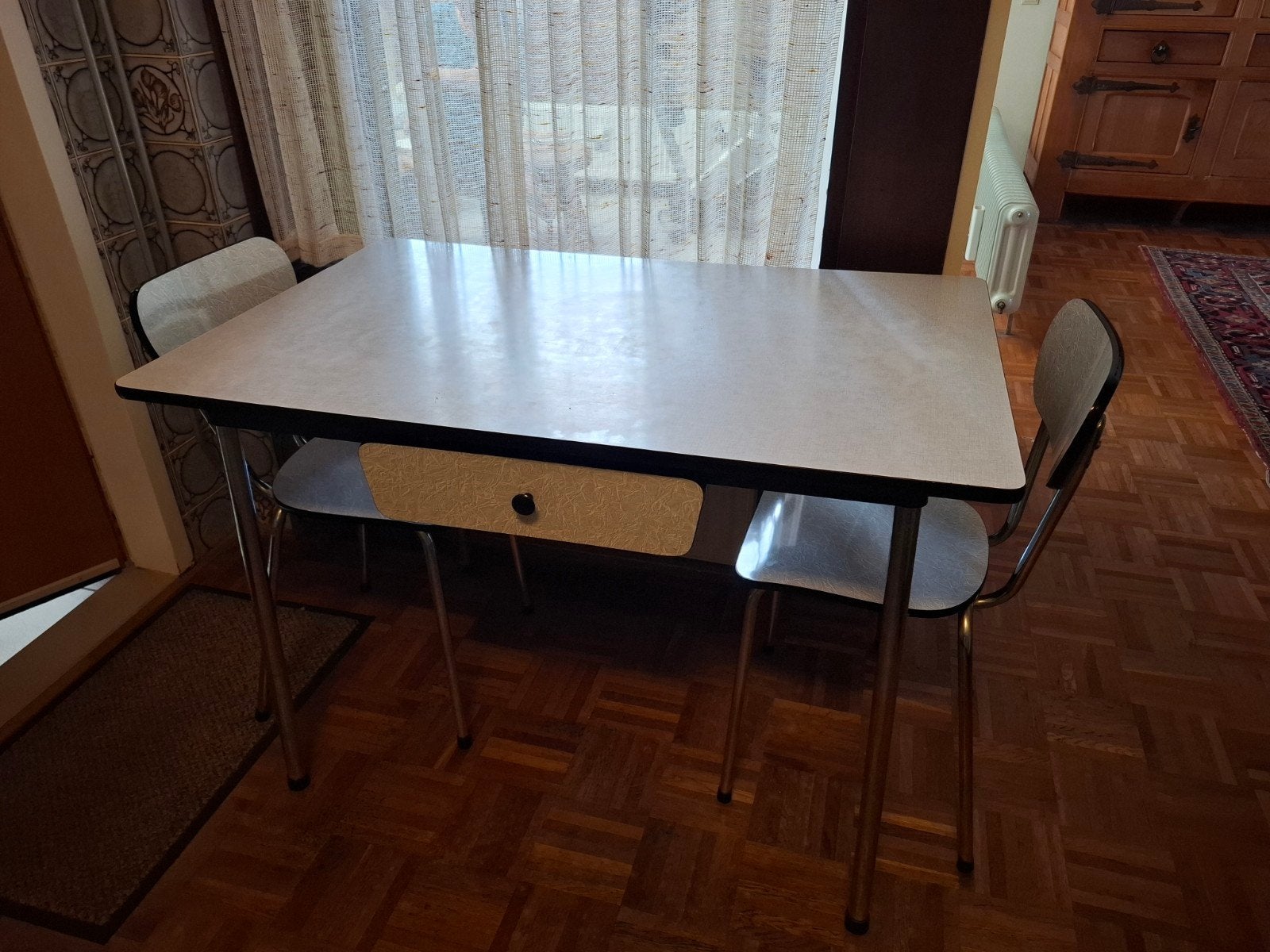 Retro eettafel set, Ophalen, Gebruikt, 100 tot 150 cm, 50 tot 100 cm