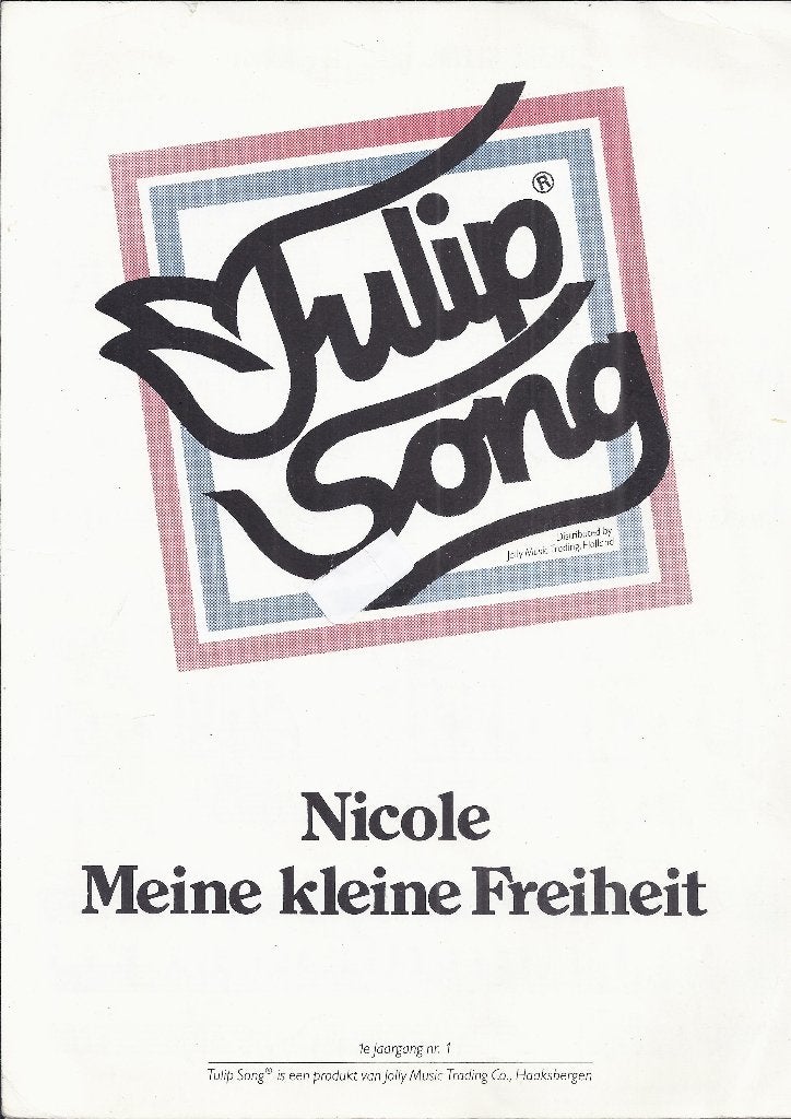 Z14 bladmuziek tulip song nicole meine kleine freiheit, Zang, Gebruikt, Klassiek, Ophalen of Verzenden