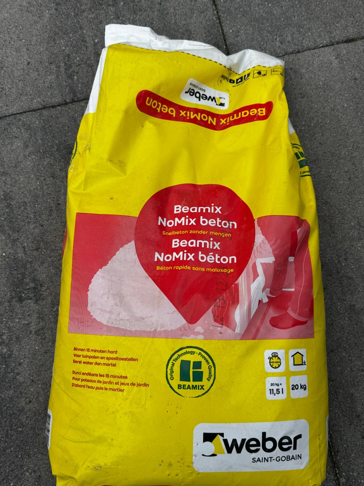 Weber Beamix NoMix Snelbeton 20 kg - Zonder mengen, Doe-het-zelf en Verbouw, Ophalen, Nieuw