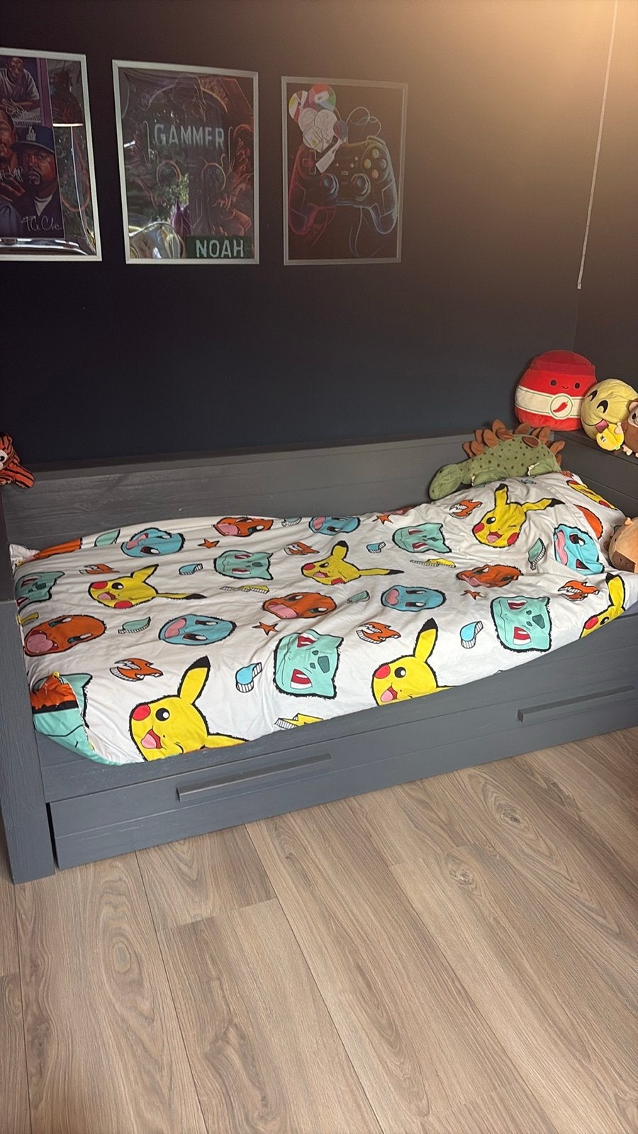 WOOOD Bed met onderschuifbed en opberglade, Ophalen, Gebruikt, 90 cm, Eenpersoons
