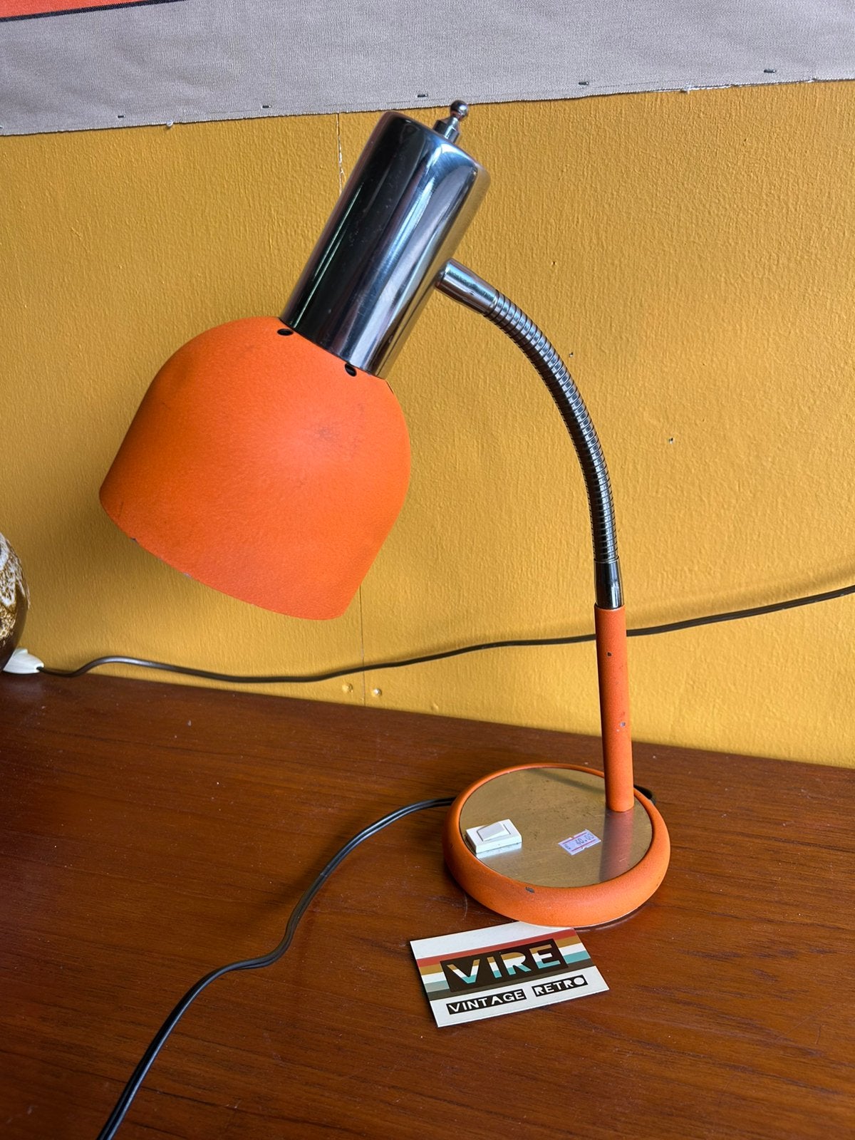 Vintage jaren 70 chrome oranje tafel/ bureau lamp, Ophalen of Verzenden, Huis en Inrichting