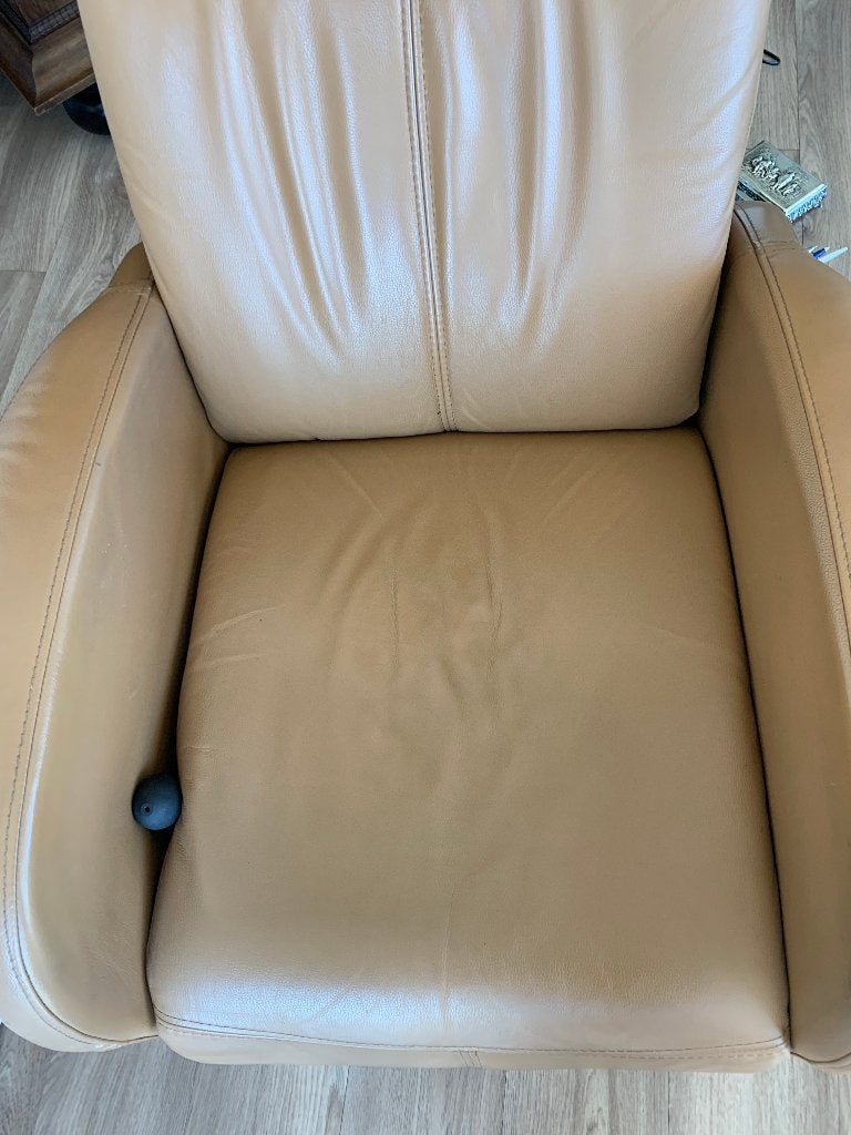 Te koop 2 verstelbare relax fauteuils., Ophalen, Gebruikt, 50 tot 75 cm, Leer