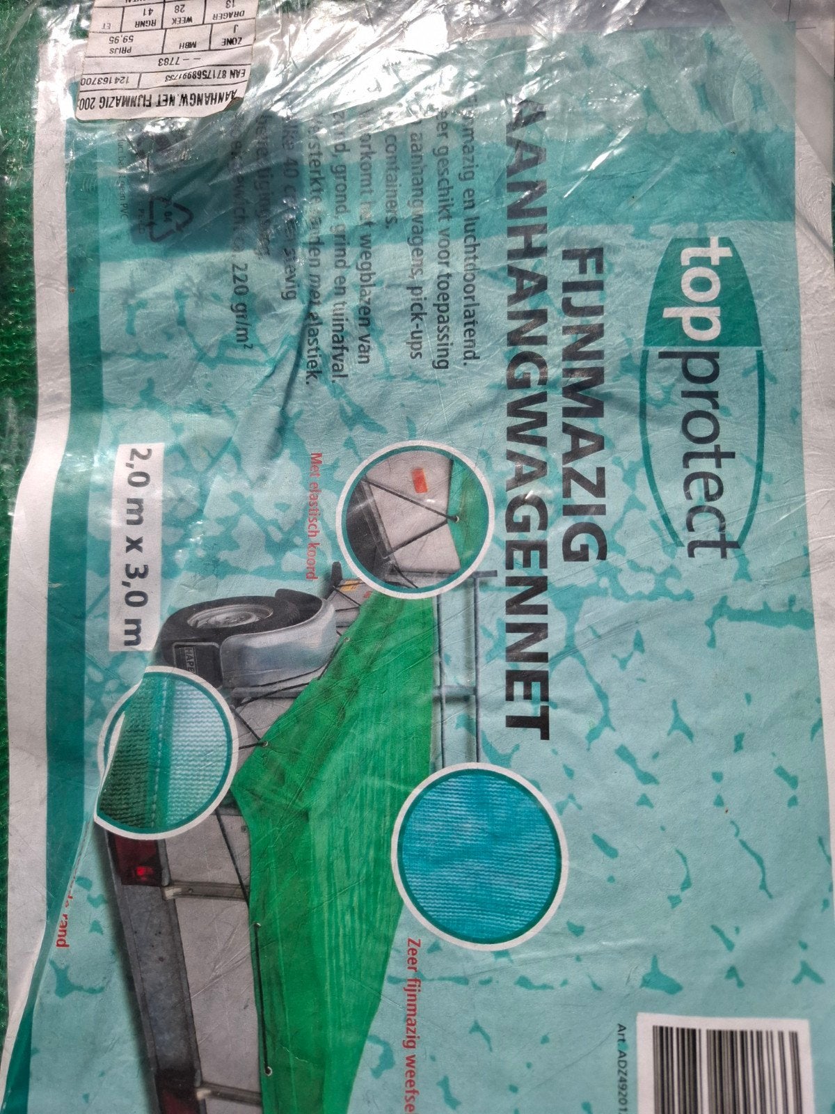 Top Protect Aanhangwagennet 2.0 x 3.0 m - Groen, Ophalen of Verzenden, Nieuw