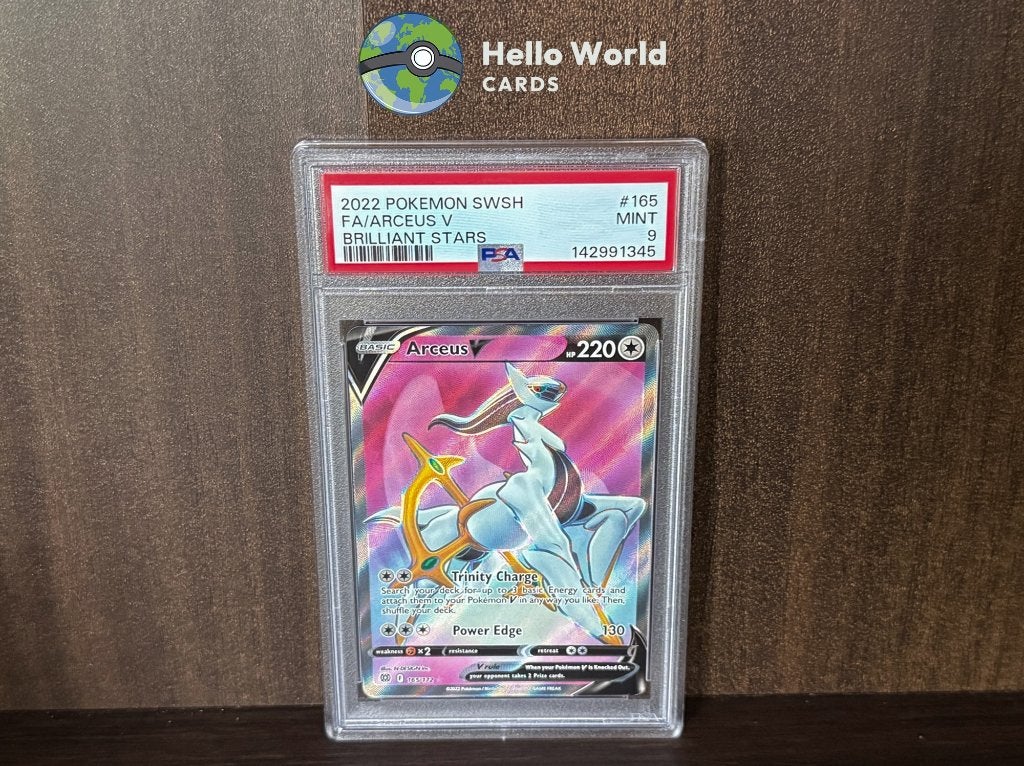 Arceus V Full Art 165/172 - PSA 9 - Brilliant Stars, Ophalen of Verzenden, Zo goed als nieuw, Losse kaart, Foil