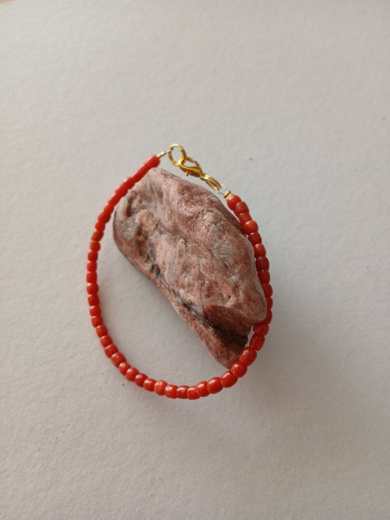 Armbandje bloedkoralen,  19 cm, Verzenden, Gebruikt, Oranje, Overige materialen