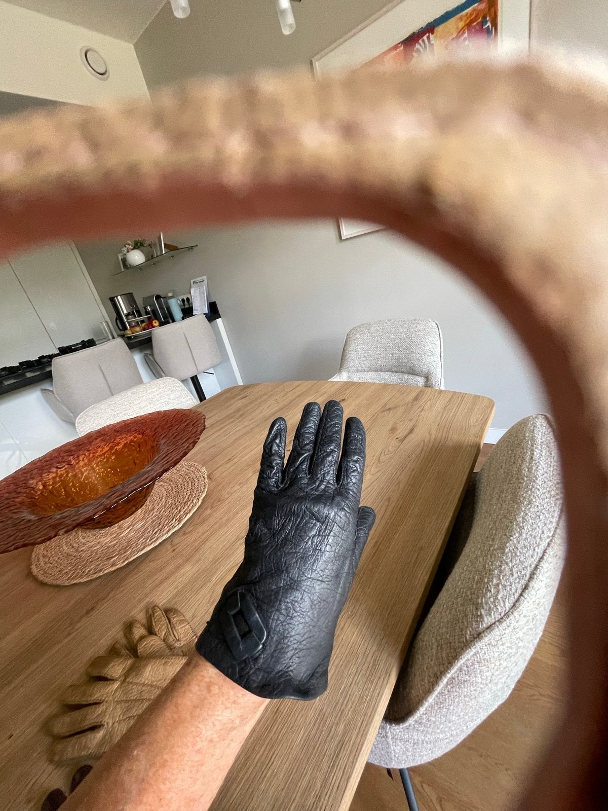 Zwarte leren handschoenen met leuk detail, Ophalen of Verzenden, Gedragen, Handschoenen