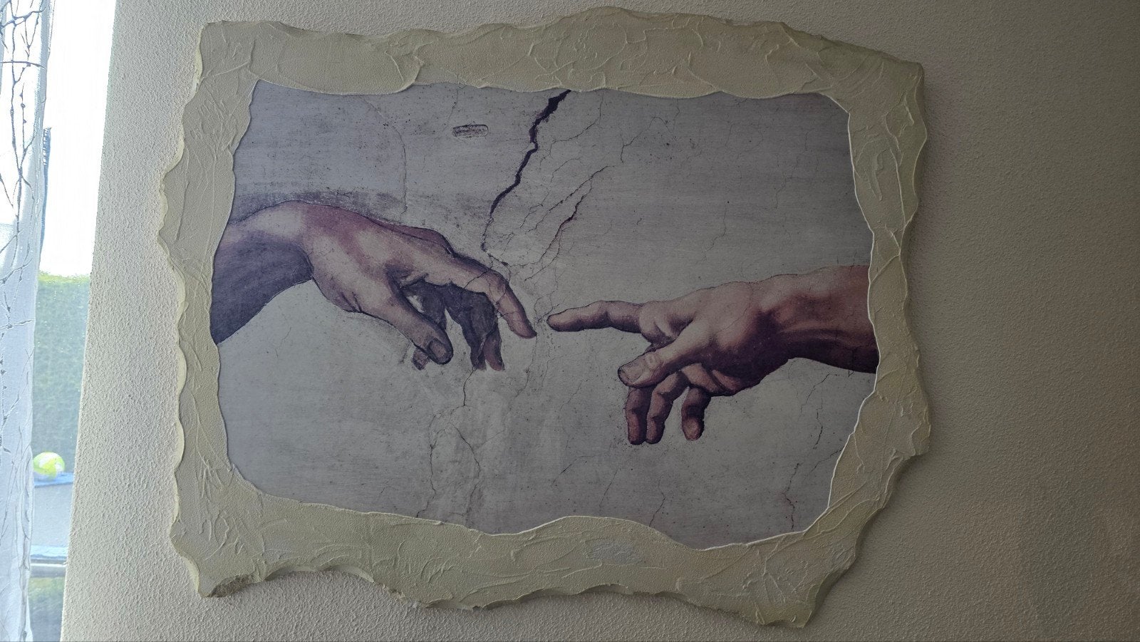Schilderij 'De Schepping van Adam' op mdf, 100x80cm, Antiek en Kunst, Ophalen