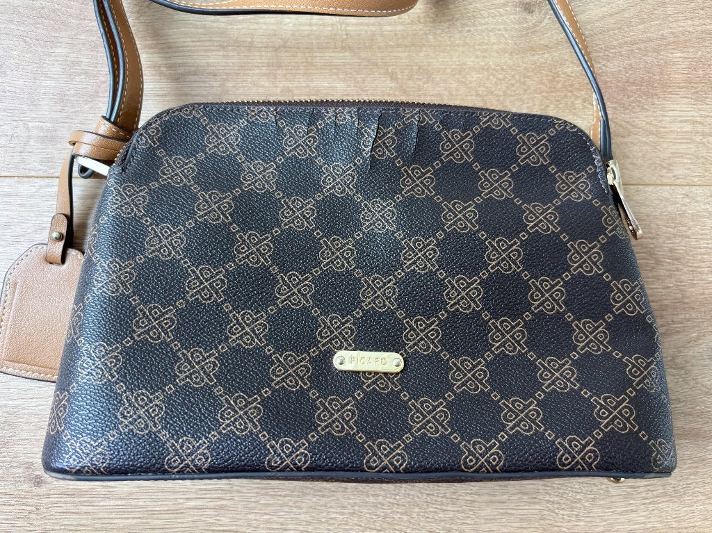 PICARD Monogram Shoulder Bag, Sieraden, Tassen en Uiterlijk, Ophalen, Gebruikt, Bruin, Overige merken