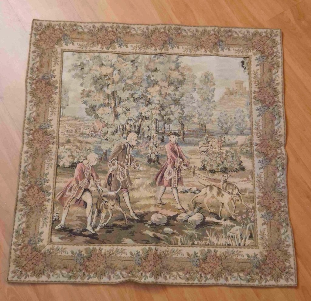 Mooi Frans gobelin wandkleed  90/90 cm, Antiek en Kunst, Ophalen of Verzenden