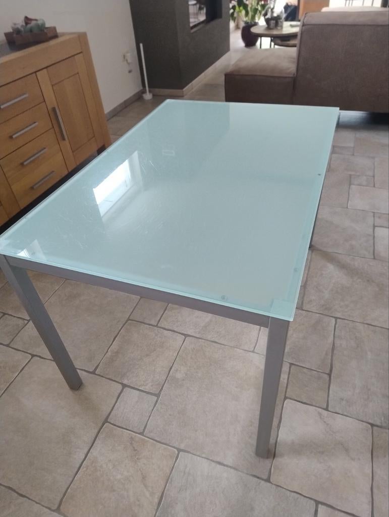 Keukentafel (glas) met 4 stoelen Bontempi Casa, Huis en Inrichting, Tafels | Eettafels, Ophalen, Gebruikt, 100 tot 150 cm, 50 tot 100 cm