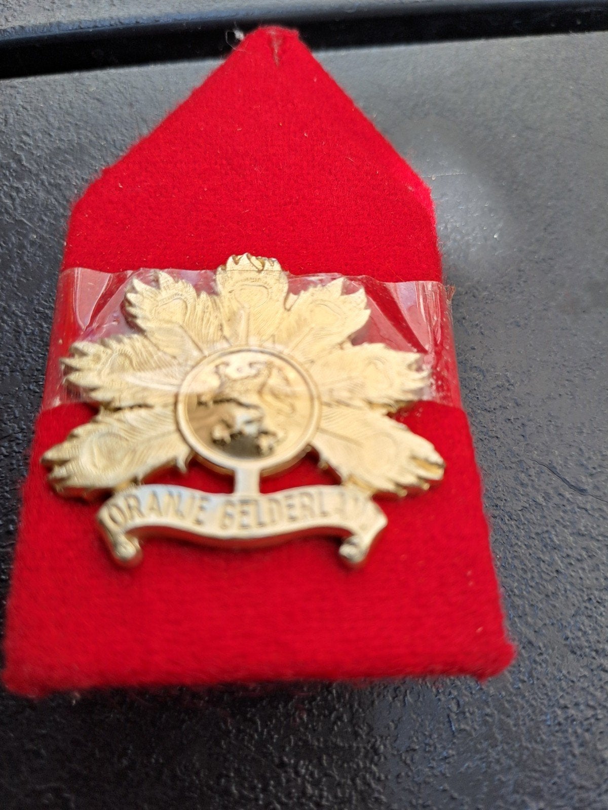 set kraagspiegels Militair embleem Oranje Gelderland, Ophalen of Verzenden, Nvt, Nvt, Nvt