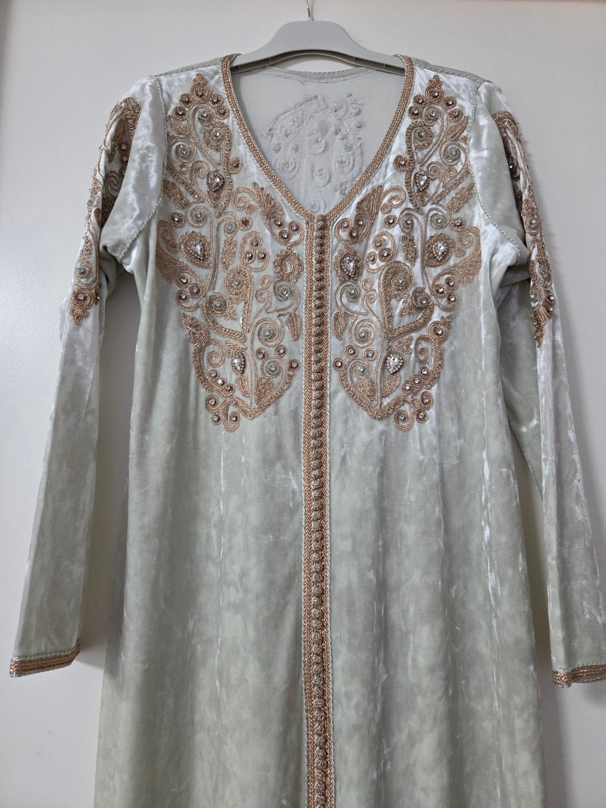 Elegante Kaftan Marokkaanse jurk Takshita Abaya Abiye, Maat 38/40 (M), Beige, Ophalen of Verzenden, Onder de knie
