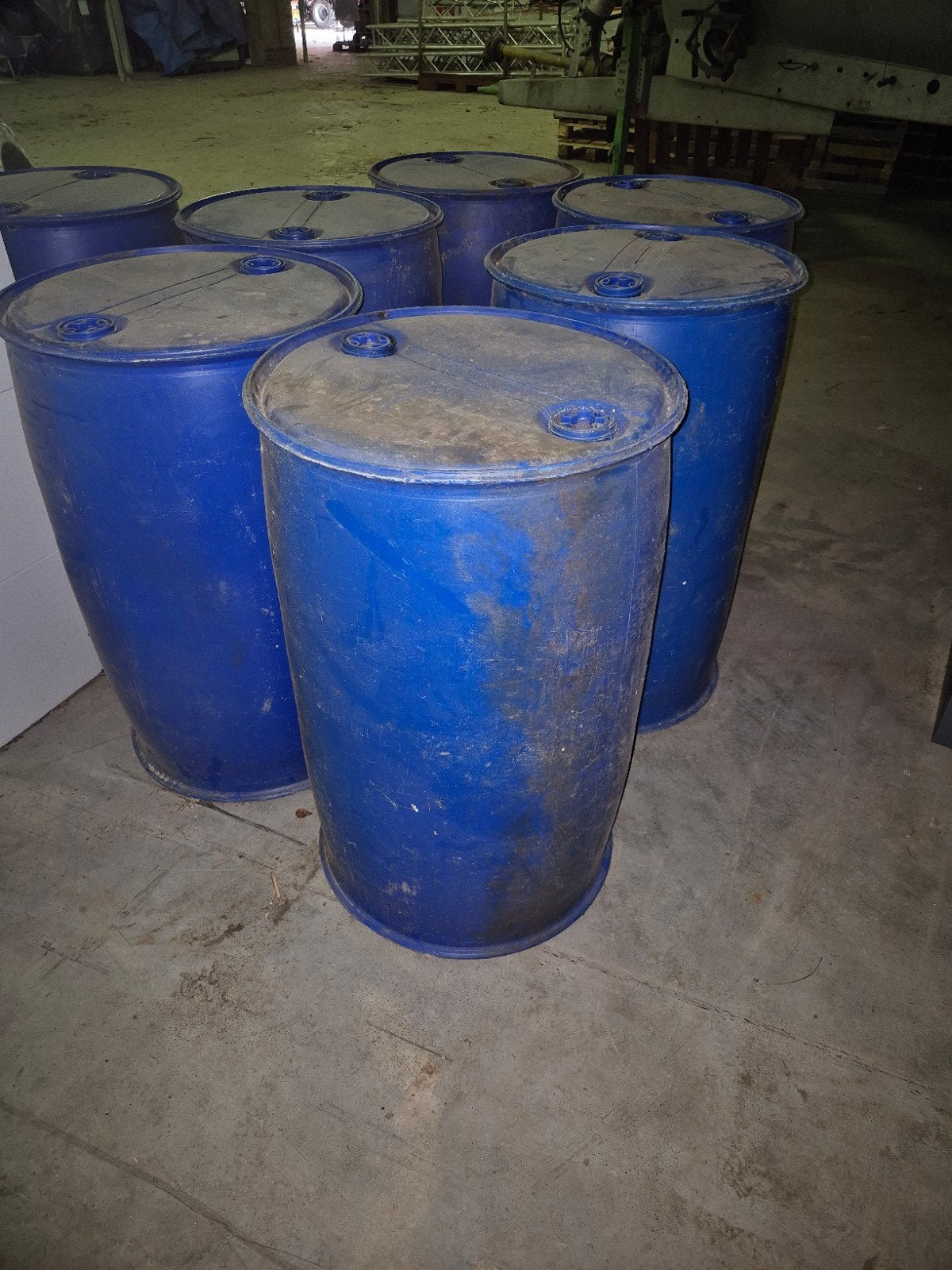 7x Blauwe vloeistofvaten 200 liter, Tuin en Terras, 150 liter of meer, Ophalen, Gebruikt
