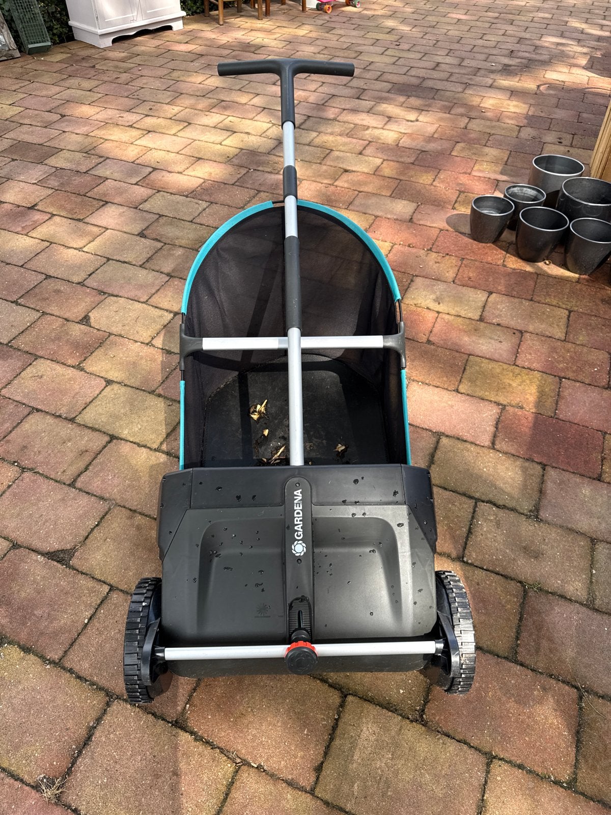 Gardena Handgrasmaaier met opvangzak, Tuin en Terras, Grasmaaiers, Gebruikt, Handgrasmaaier, Ophalen of Verzenden, Opvangzak