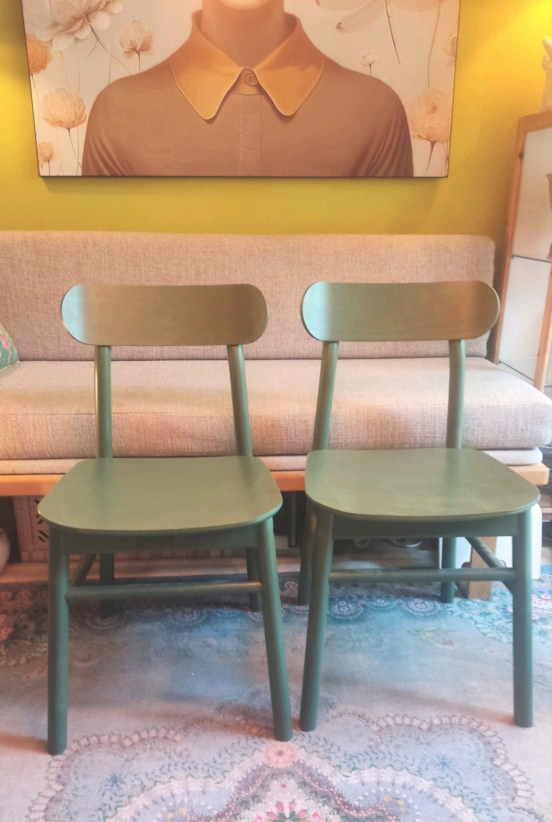 2 groene RÖNNINGE Ikea stoelen, Ophalen, Zo goed als nieuw, Overige kleuren, Hout