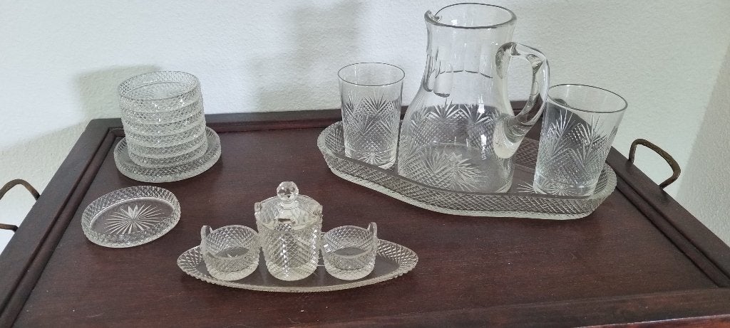 2 verschillende  antiek KRISTALLEN sets, Antiek en Kunst, Antiek | Glas en Kristal, Ophalen