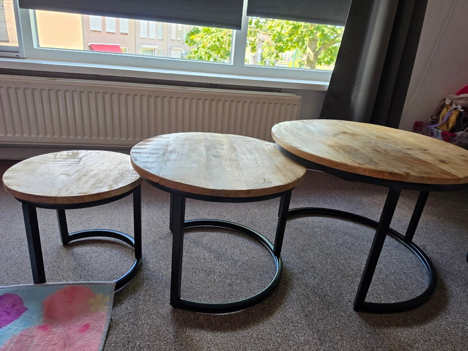 Bijzettafels mangohout, Ophalen, 50 tot 100 cm, Rond, 50 tot 100 cm