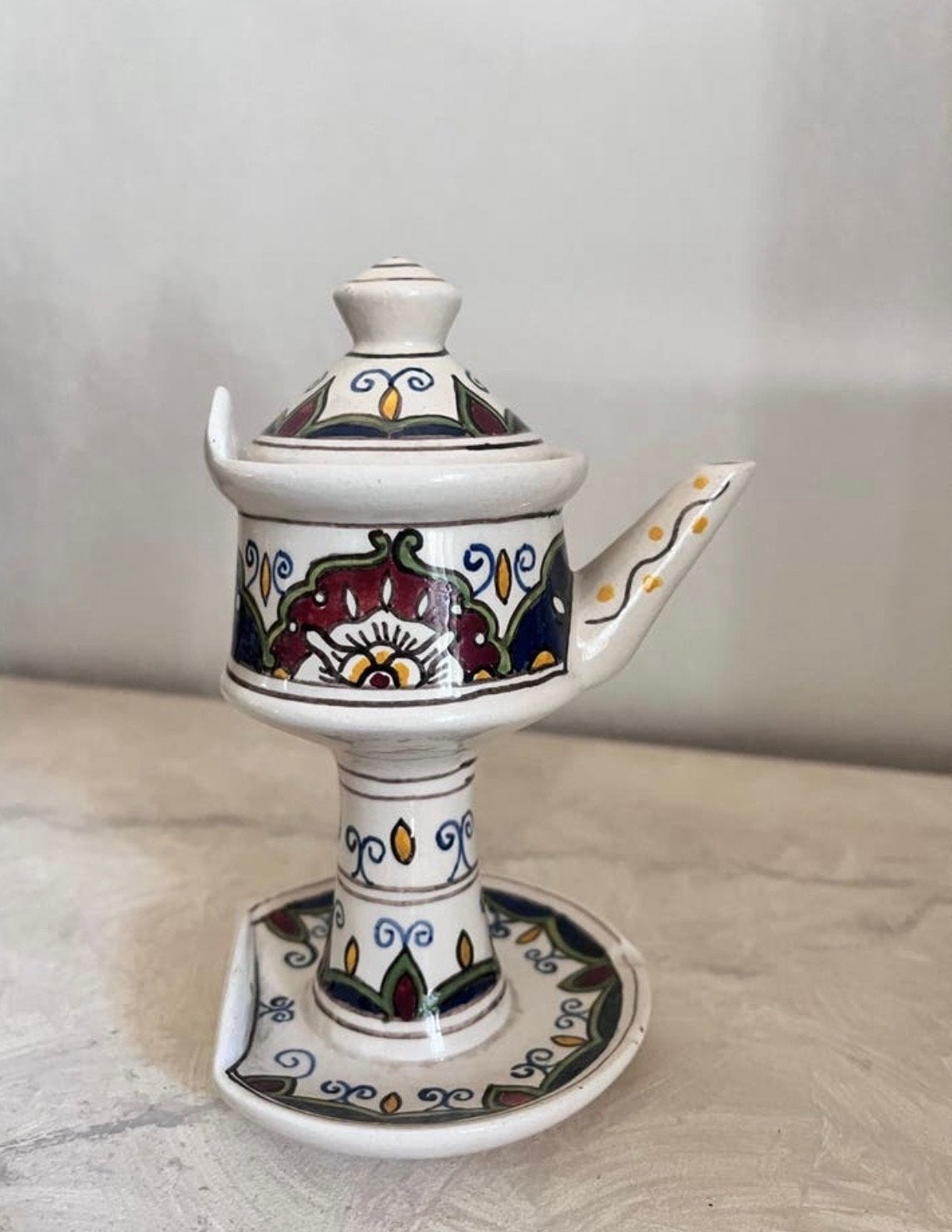 Handgeschilderde Olielamp Oud Fries Aardewerk Harlingen, Antiek en Kunst, Ophalen of Verzenden