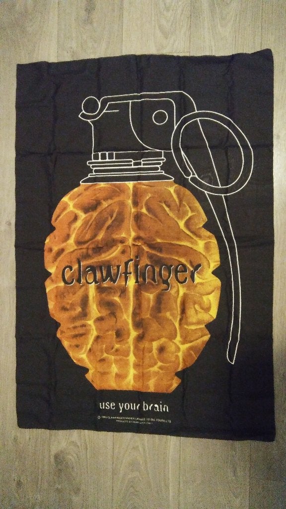 Clawfinger use your brain 1995 vintage logo vlag rapcore, Ophalen of Verzenden, Zo goed als nieuw