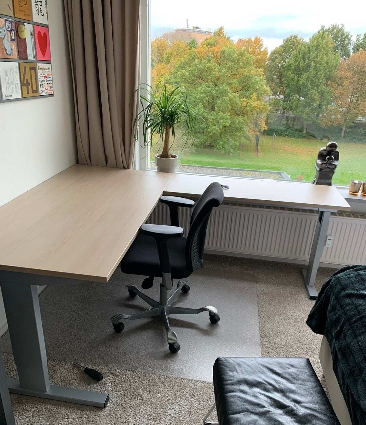 Huislijn Bureau met aanbouw, Ophalen, 160 cm, Spaanplaat of MDF, Hoekbureau