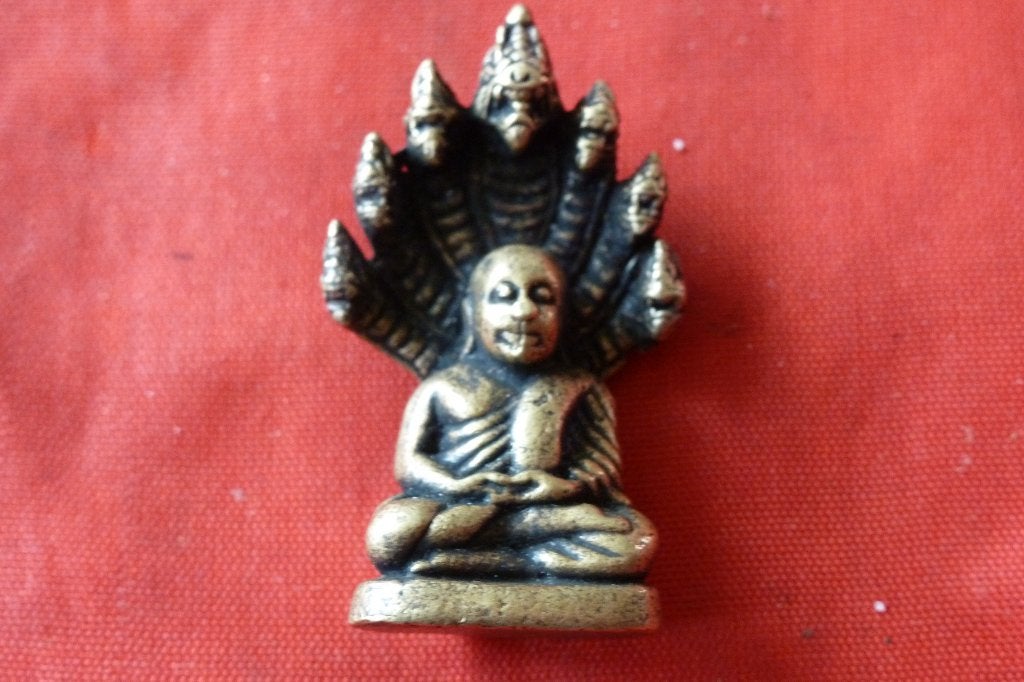 Thaise amulet -Boeddha 7 head snake brons 4 cm 28 gram, Sieraden, Tassen en Uiterlijk, Kettinghangers, Overige materialen, Gebruikt