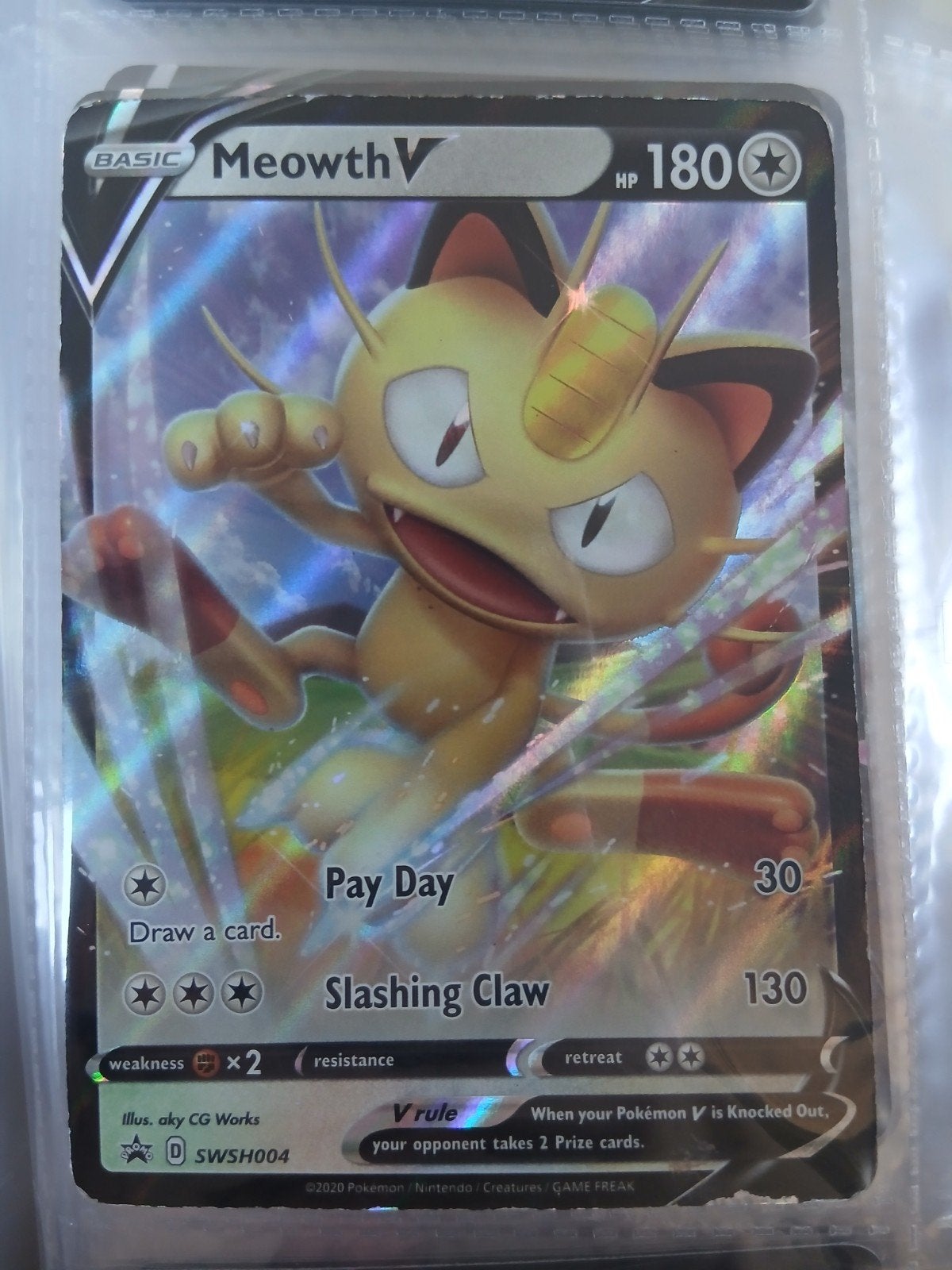 Meowth V SWSH004 Pokémon Kaart, Ophalen, Gebruikt