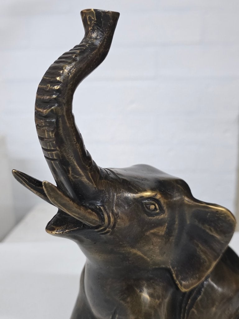 BRONZEN OLIFANT/ DIERENBEELD / 26 cm hoog, Ophalen of Verzenden, Wild dier, Beeldje of Figuurtje