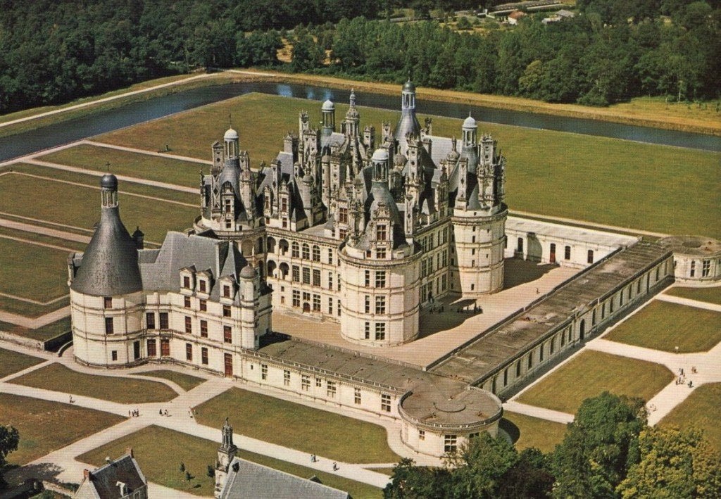 2 Ansichtkaarten Kasteel Chambord  Loire Frankrijk 1989., Ophalen of Verzenden, 1980 tot heden, Ongelopen, Frankrijk
