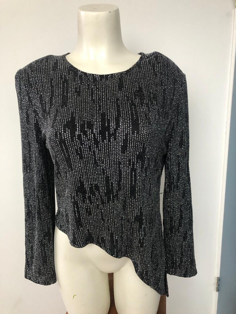 Joseph ribkoff vintage zilver zwart glitter truitje top 40, Maat 38/40 (M), Zwart, Joseph Ribkoff, Ophalen of Verzenden