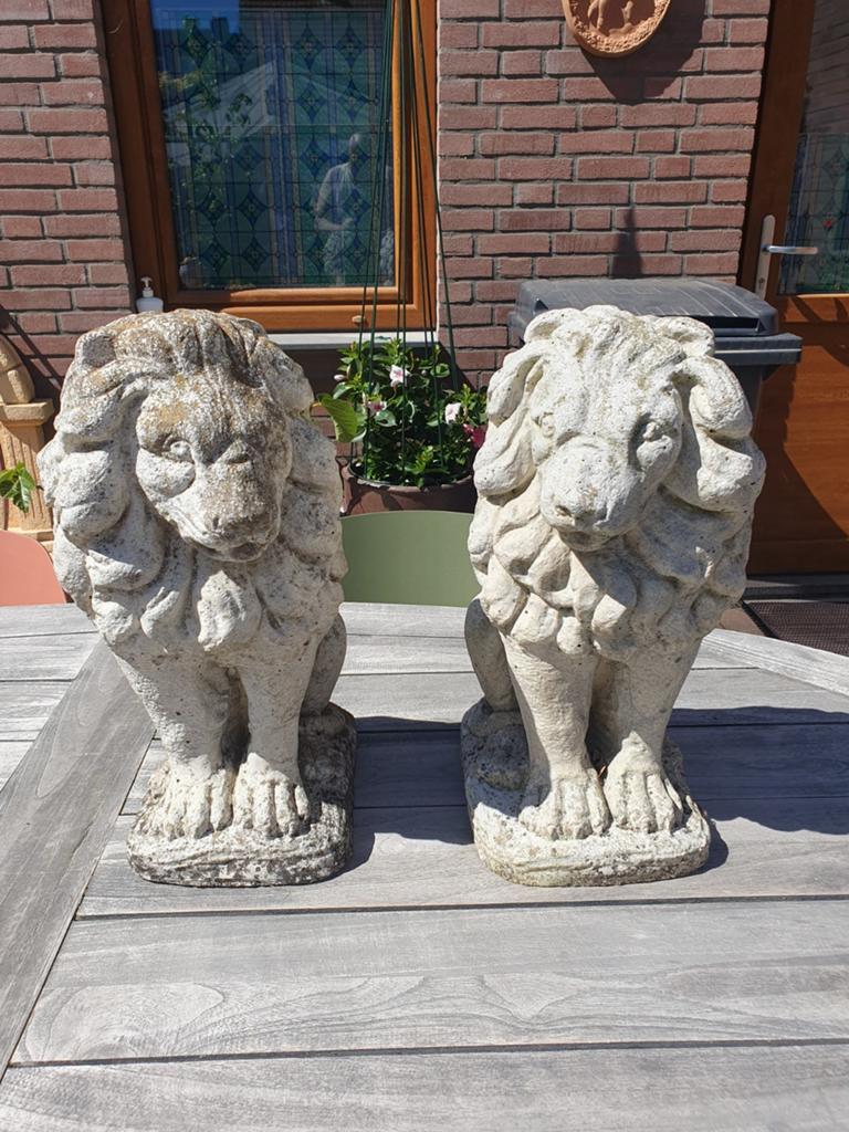Set leeuwen van beton tuinbeelden, Tuin en Terras, Tuinbeelden, Ophalen