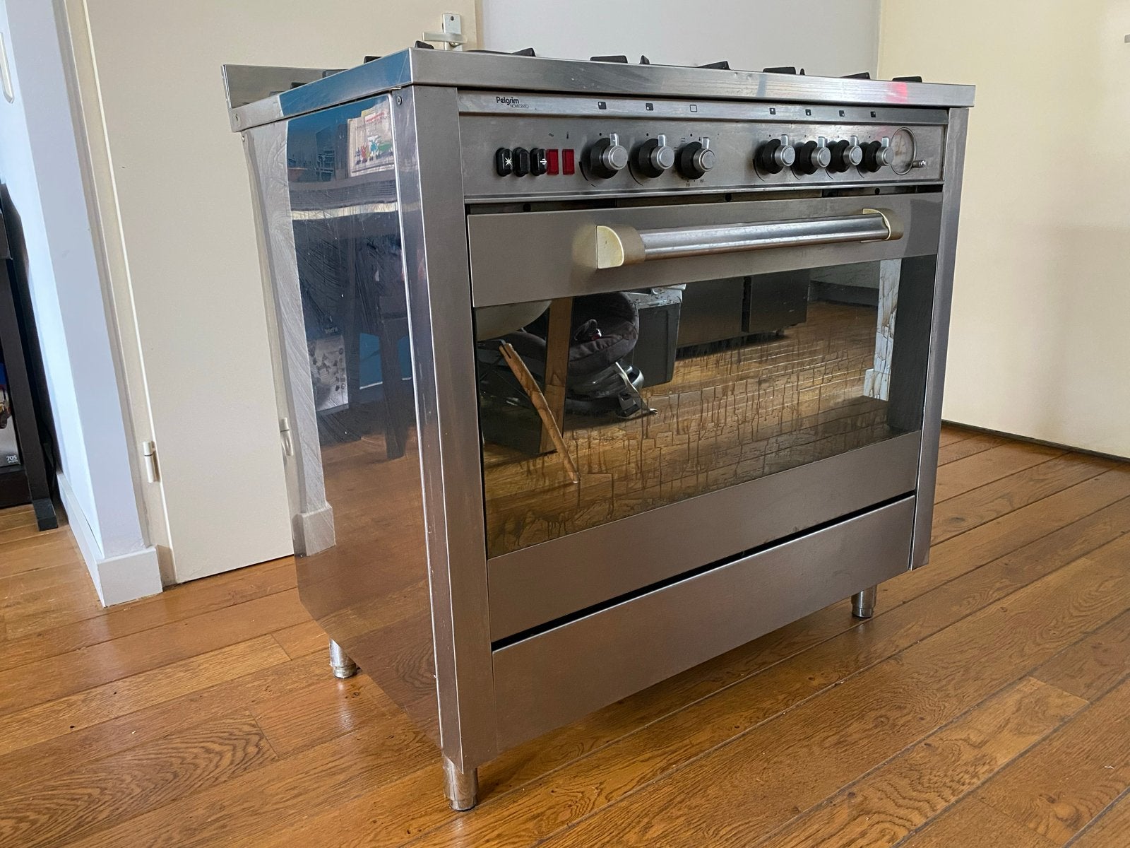 Pelgrim Novecento Gasfornuis met Oven - RVS, Witgoed en Apparatuur, Fornuizen, Ophalen, Gebruikt, 60 cm of meer, Grill
